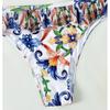 Traje de baño de verano de encaje sexy de 2 piezas con estampado de flores, conjunto de bikini push up, ropa de playa para mujer