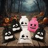 6PCS Reusable Halloween Drawstring Bag Burlap Linen Pumpkin Face Candy Bag  Trick or Treat
