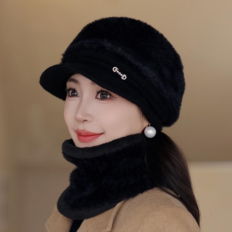 

Elderly Hat Women s Autumn and Winter Fashionable and Elegant Warm Ear Protection Outdoor Travel Windproof and Cold-proof Knitted Wool Hat single hat чорний