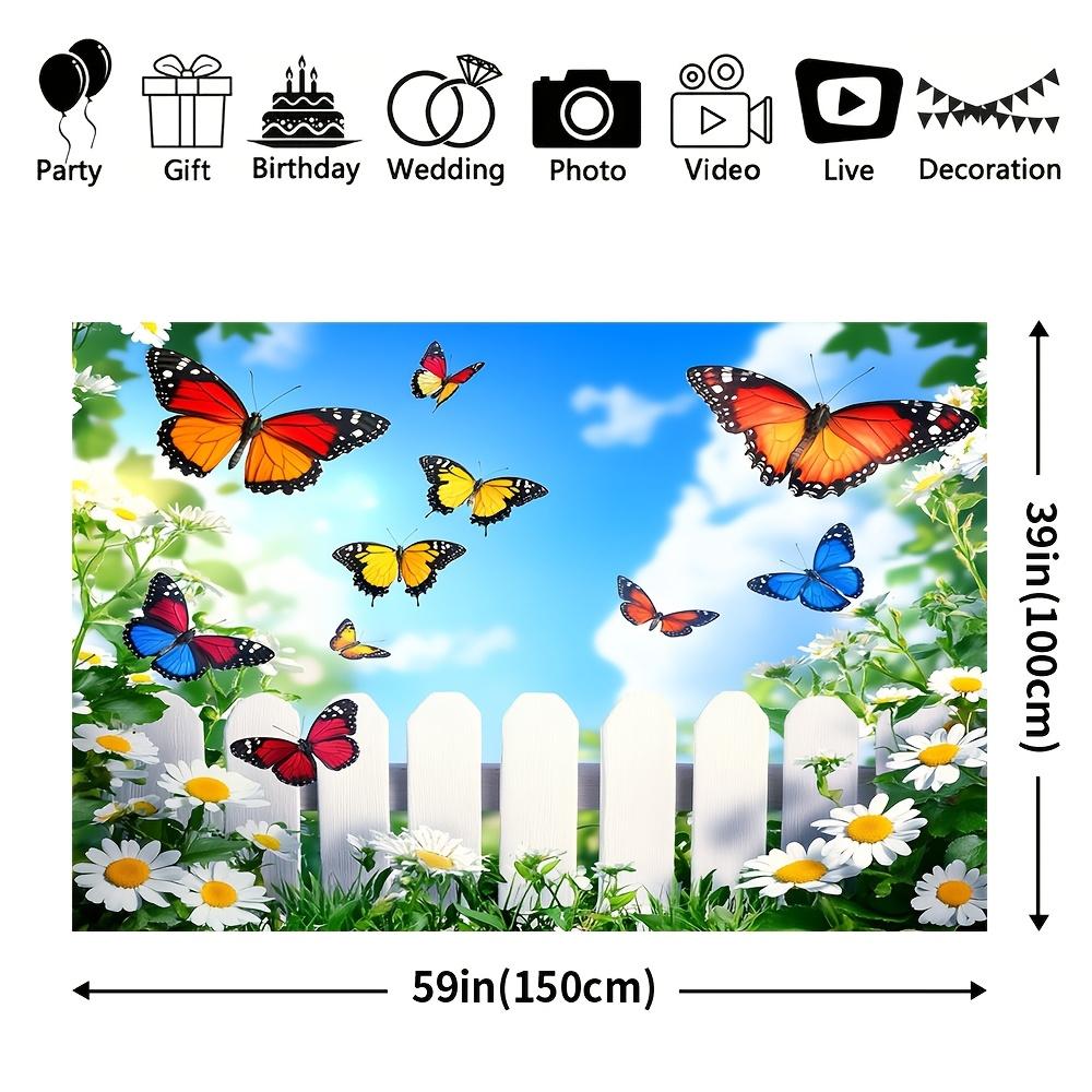 1Pcs Colorful Spring Flower Butterfly Decoration Background Backdrop For Photo Studio Photo Booth Party