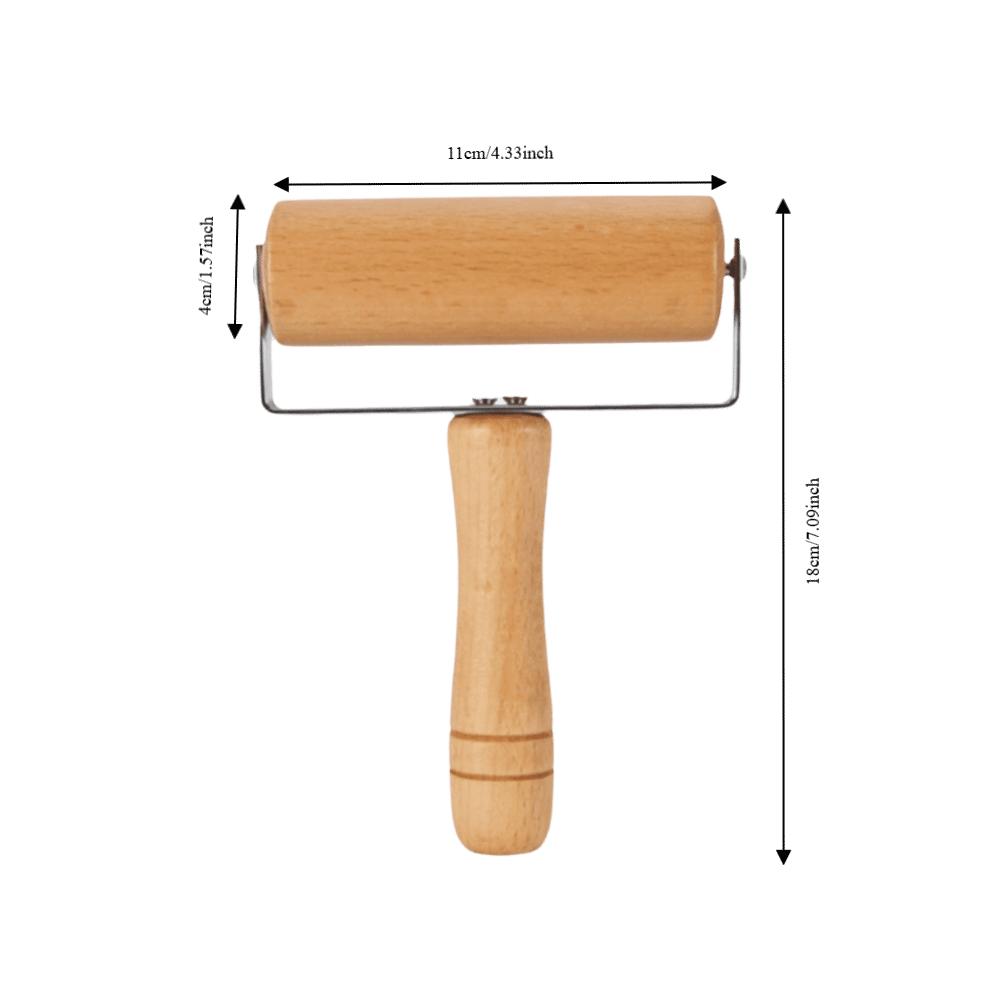 Beech Wood Small Rolling Pin Food-Safe Smooth Polished Wooden Dough Roller Metal Frame Rotatable Pie Rolling Pin Baker