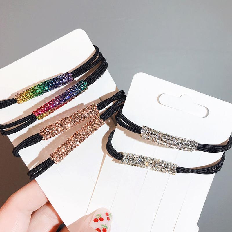 Cyrstal Shiny Ponytail Holder Rhinestone Hair Ties Rubber Band Elastic Hair Rope Hairband Fashion Bling Hair Accessories