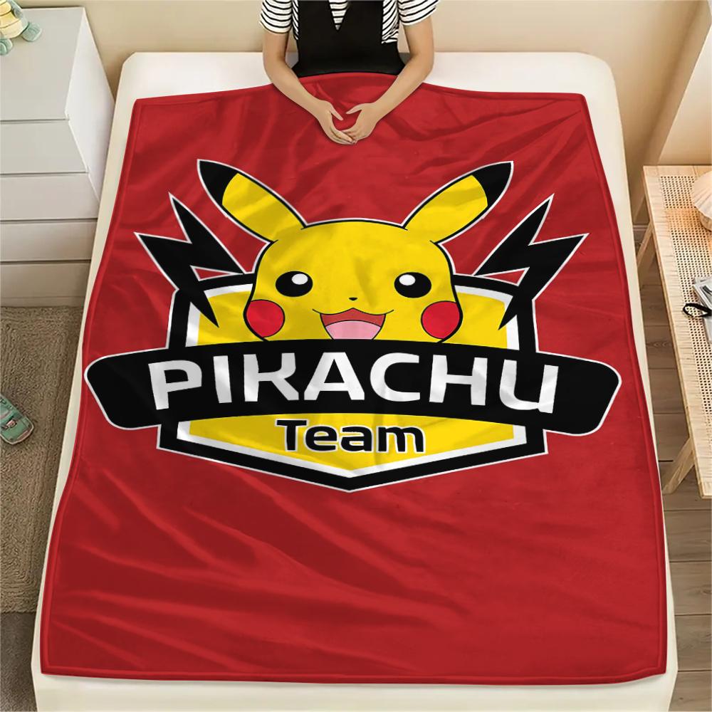 Pok é mon Pikachu Aufdruck Flanelldecke, Hohe Qualität, Bequem für alle Jahreszeiten, Heimdekoration, Wärme und Komfort, Perfekt für Weihnachtsgeschenke