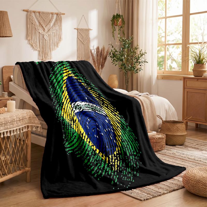 Brazil national football team Print Flannel Blanket Soft Warm Sofa Bed Throw Blanket For Home Office Bedroom