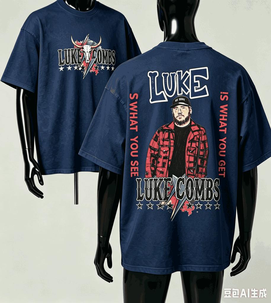 Luke Combs Maglietta Regalo per Fan Unisex Unisex Harajuku Oversize Unisex Manica Corta Streetwear Alta Qualità Coppie Classica Morbida