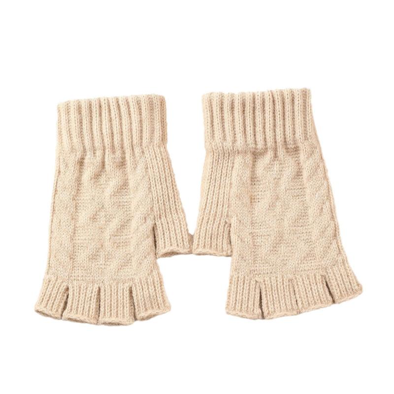 Mitsubishi-Shaped Fingerless Arm Warmers New Autumn Winter Women's Knitted Wool Warm Wrist Guards Fashionable Sleeves