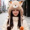 Furry Ears Plush Winter Hat for Women Girl Warm Comfortable Unisex Earflap Cap for Skiing Camping Daily Outdoor Use