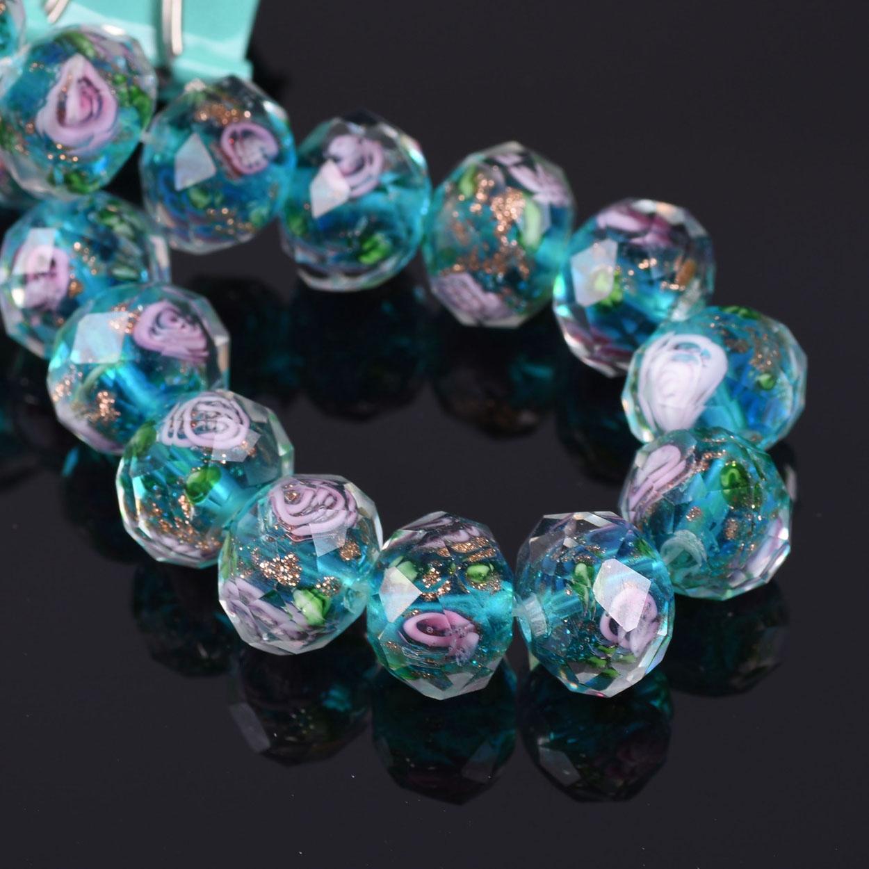 

20 шт. Рондель гранованої форми 10 мм 12 мм Кришталеві Квіткові Лэмпворк Скляні Розсипні Розділові Намистини для Аксесуарів для Виготовлення Ювелірних Виробів 12X9mm-20pcs