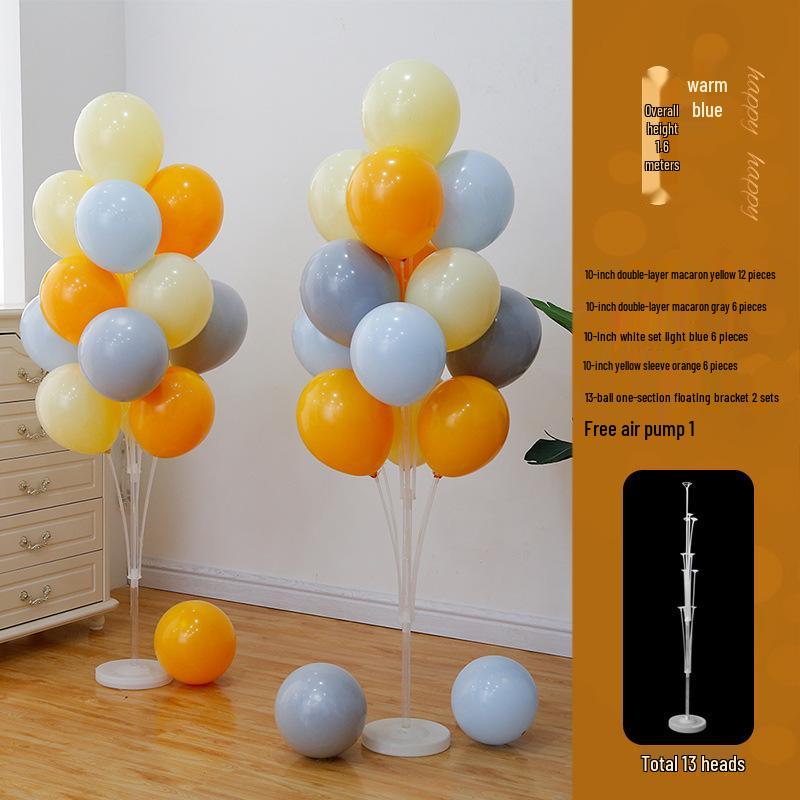 Anniversary & Birthday Balloon Column Decorations: Event Scene Layout with Floor and Background Balloons