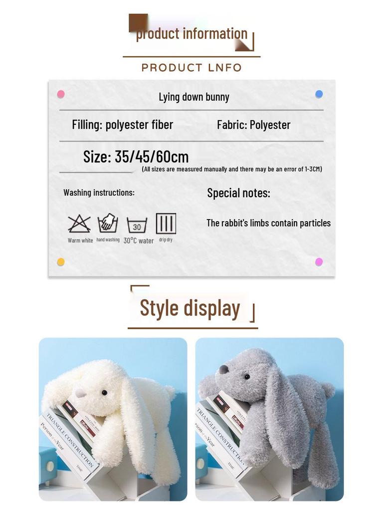 Cuddly Long-Eared Rabbit Plush Toy - Little White Healing Doll for Children
