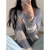 New Casual Twist Long Sleeved Striped Sunscreen Knitted Sweater Korean Style Women Retro Top Thin Hollow Out Loose Blouse O Neck Simple Clothing