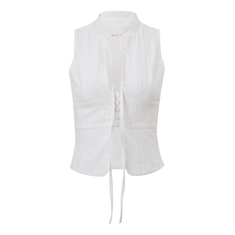 Summer New Fashion Street Style Sexy Navel-Revealing Slim-Fit Tie-Up Sleeveless Tank Top For Women