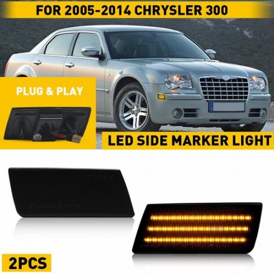 Для Chrysler 300 2005-2014 ДЫМЧАТЫЙ Янтарный Светодиодная Полоса Боковой Передний Габаритный Фонарь Лампа