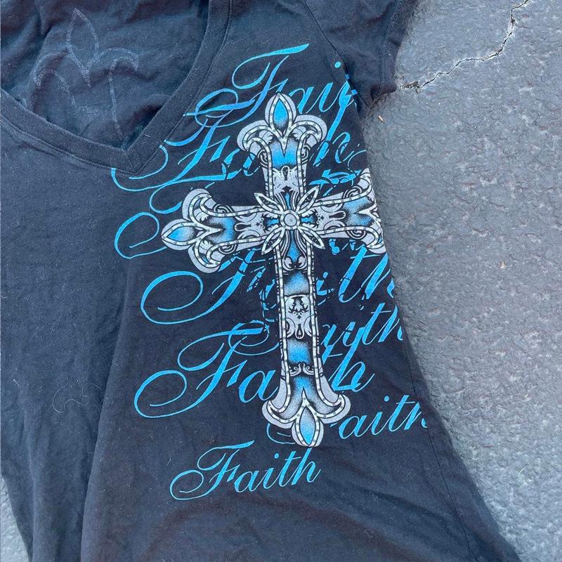 2026 Gothic Punk Women's Short-Sleeve Top with Letter Print