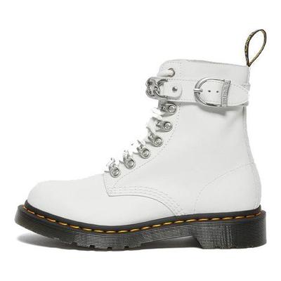 1460 Leather Metal Buckle Elastic Short Boots Women Boots White 27266100