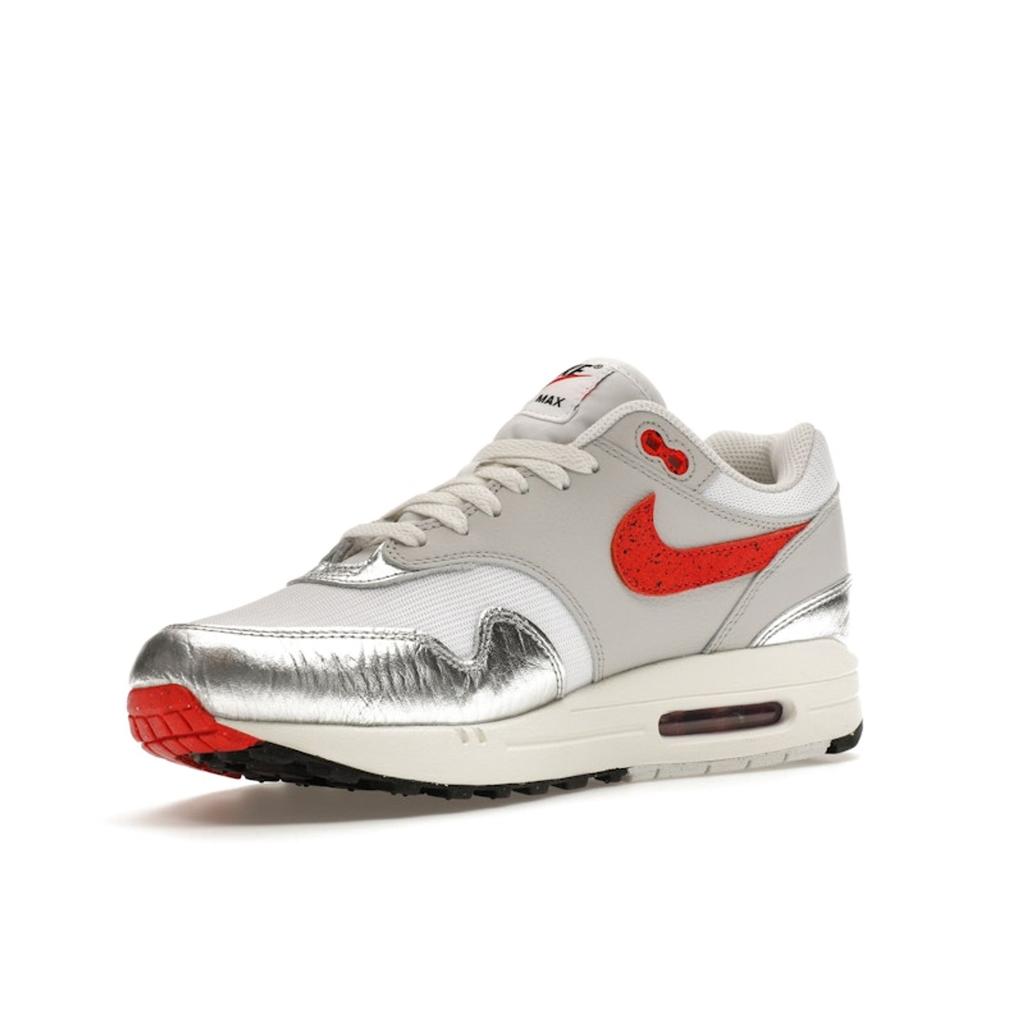 Nike Air Max 1 Premium SE Hot Sauce Men Sneakers Silver White Chile-Red HF7746-100