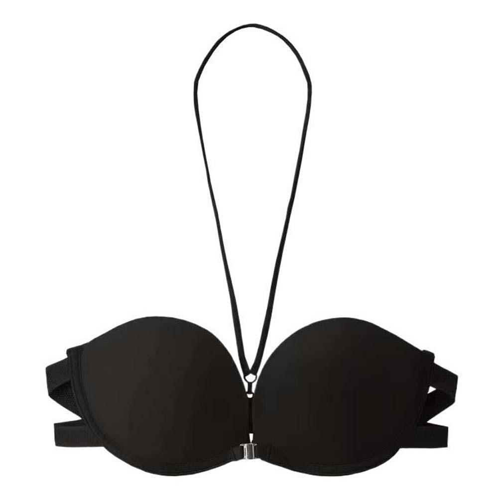 

Бюстгальтер с шейным ремешком для женщин, бесшовное нижнее белье пуш-ап без бретелек, женское белье L(36/80AB) чёрный