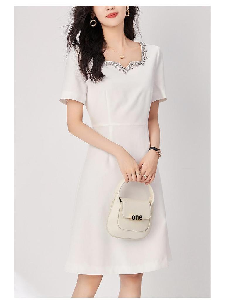 Nanyou French-Style Diamond Waist Slimming Luxury Dress