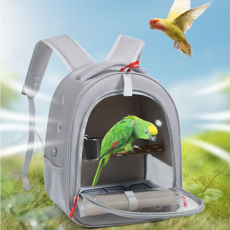 Portable Bird Carrier Bag Birdcage Parrot Pigeon Large Opening Backpack with Feeding Cups for Parakeet Cockatiel Lovebirds
