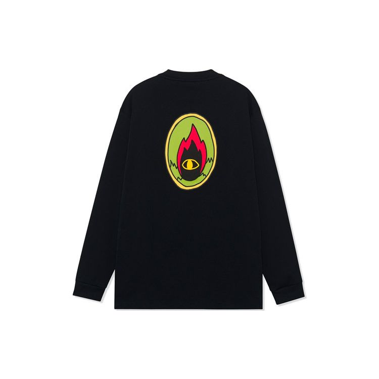 Li Ning Urban Outdoor Series Logo Print Round Neck Loose Long Sleeve T-Shirt Unisex Tops Black AHSR985-3