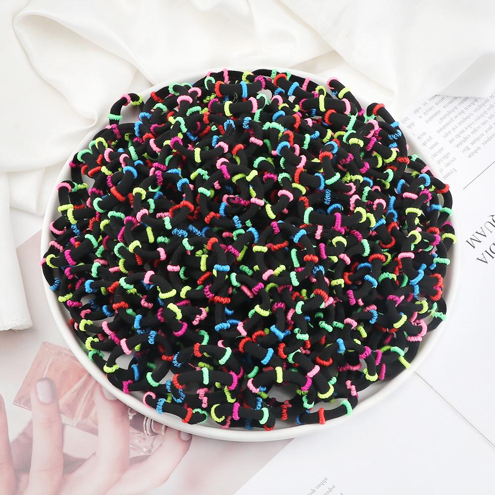 200PCS/Set Elastic Kids Basic Hair Bands Tie 3cm Dark Colors Headwear Don't Hurt Hair Headband Hair Accessories Holder