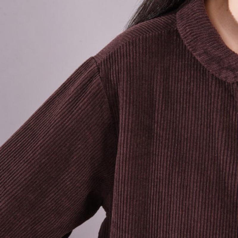 Retro Cord Lässiges Langarmkleid