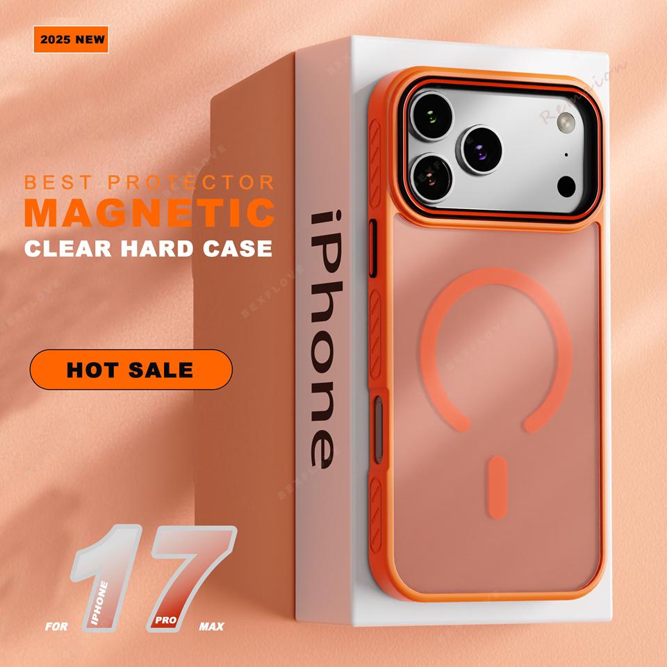 Coque de téléphone magnétique pour iPhone 14 15 16 Plus 13 15 16 17 Pro Max Air Magsafe Charge sans fil Protection Coque antichoc