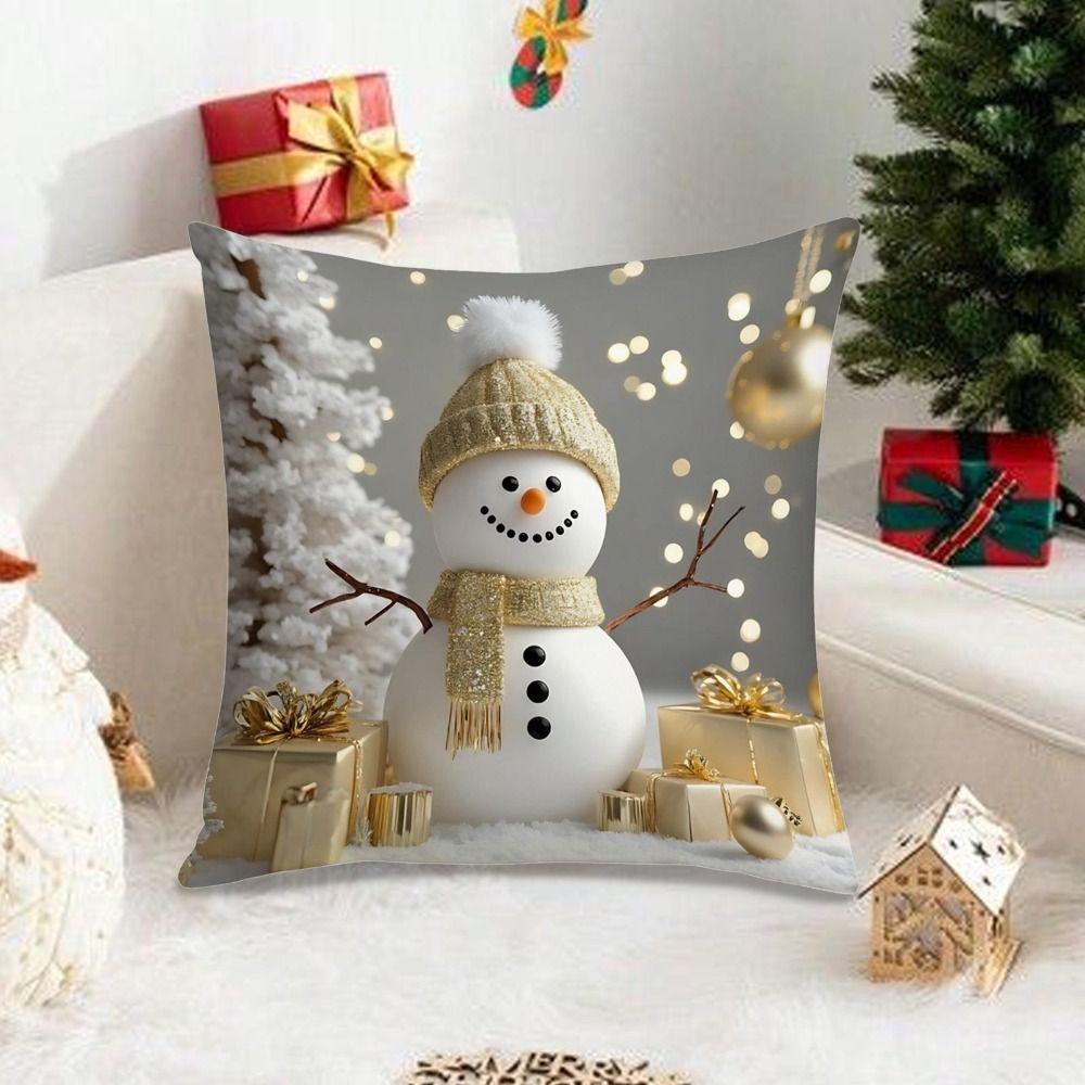 45x45cm Decorative Cushion Cover Linen Throw Pillow Cover Christmas Pillowcase  Holiday Supplies