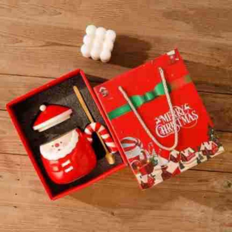 

Рождественский подарок Керамическая чашка Сувенирный подарок для лучшего друга Кружка Пара Кофейная чашка Высокоценная чашка для воды с крышкой и ложкой 301-400ml