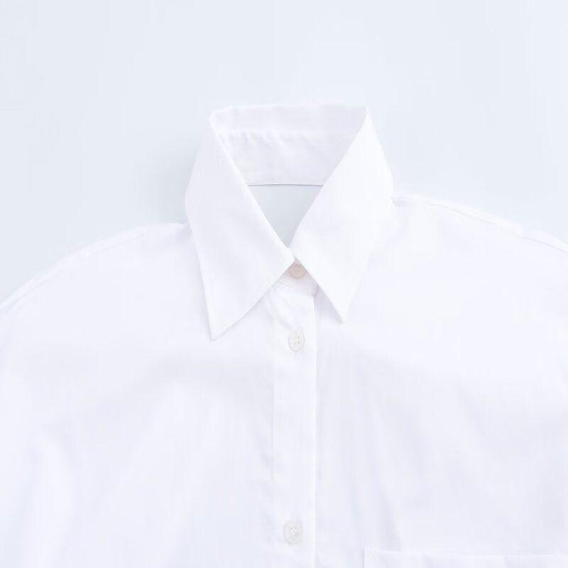 Fashion Style 2024 Autumn New Women's Clothing Stylish Bowknot Decoration Loose Long Sleeves Shirt 8441002