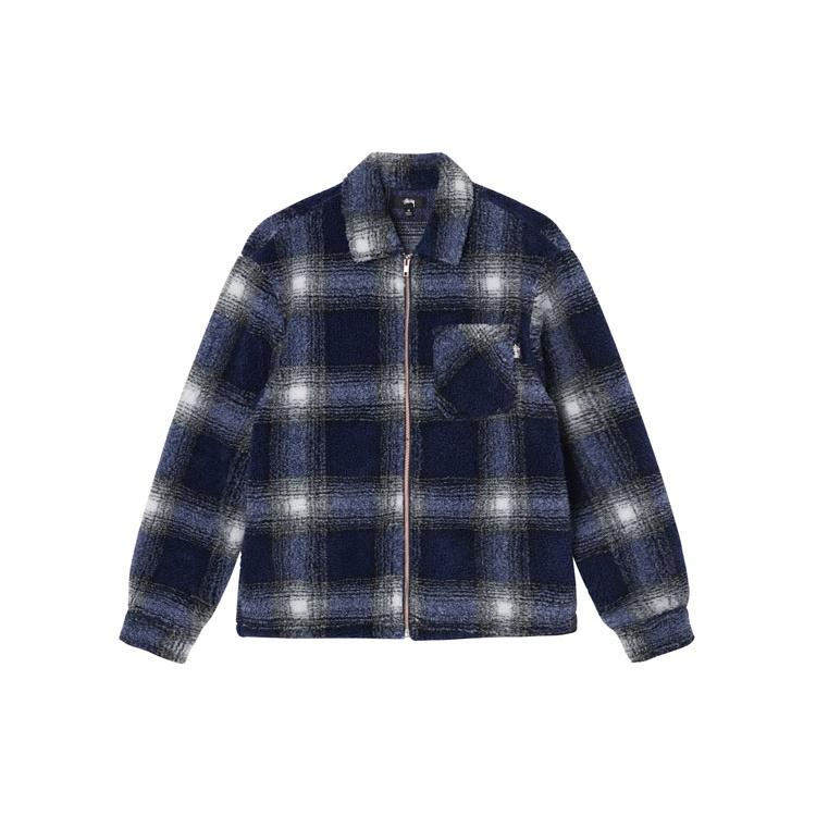 Stussy SS22 Shadow Plaid Sherpa Zip Shirt Unisex 1110224