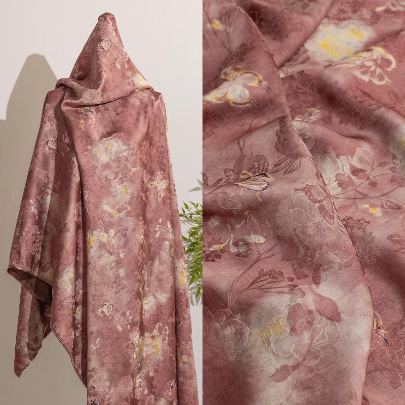 50x140cm Xiangyunsha Jacquard Fabric Modern Chinese Blouse Cheongsam Hanfu Skirt Designer Custom Textile Material