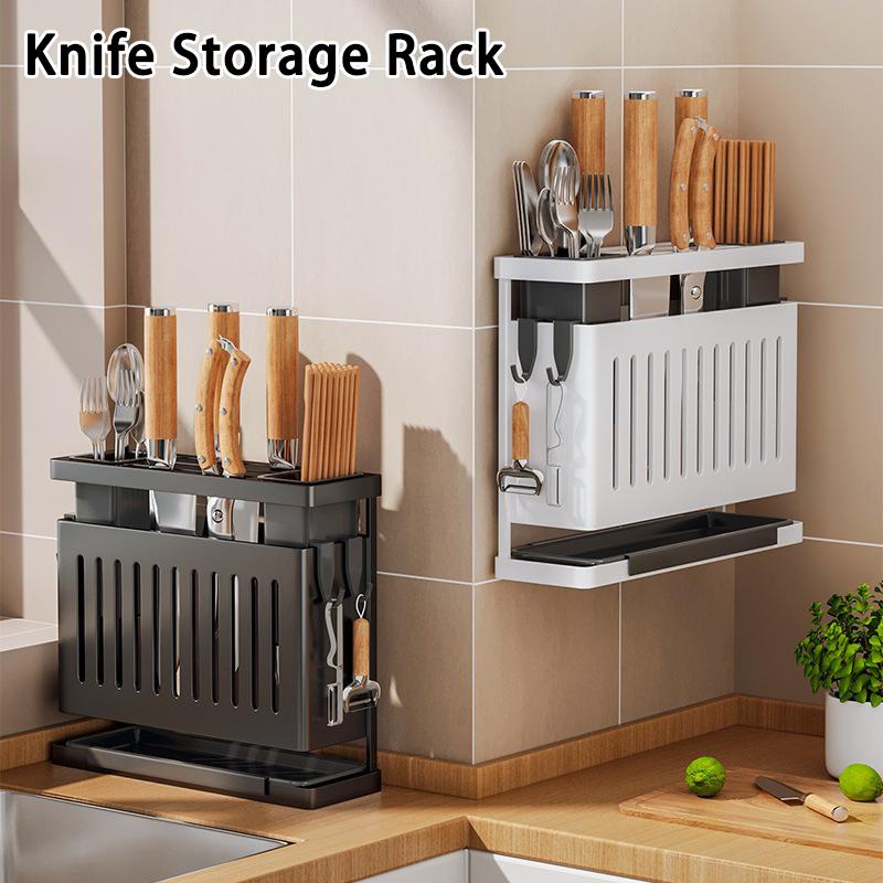 Suport cuțite blat bucătărie montat pe perete multifuncțional suport depozitare bețișoare linguri cuțite