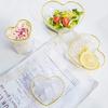 Gold Clear Crystal Glass Heart Shaped Bowl Heat Resistant Instant Noodles Bowls Cooker Tableware Kitchen Accessorie