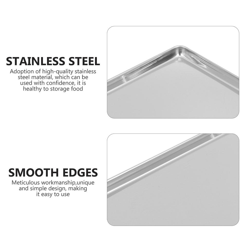 Stainless Steel Rectangular Food Plate Smooth Polished Design for Barbecue Party Snack Storage Kitchen Tray Rectangular Plate