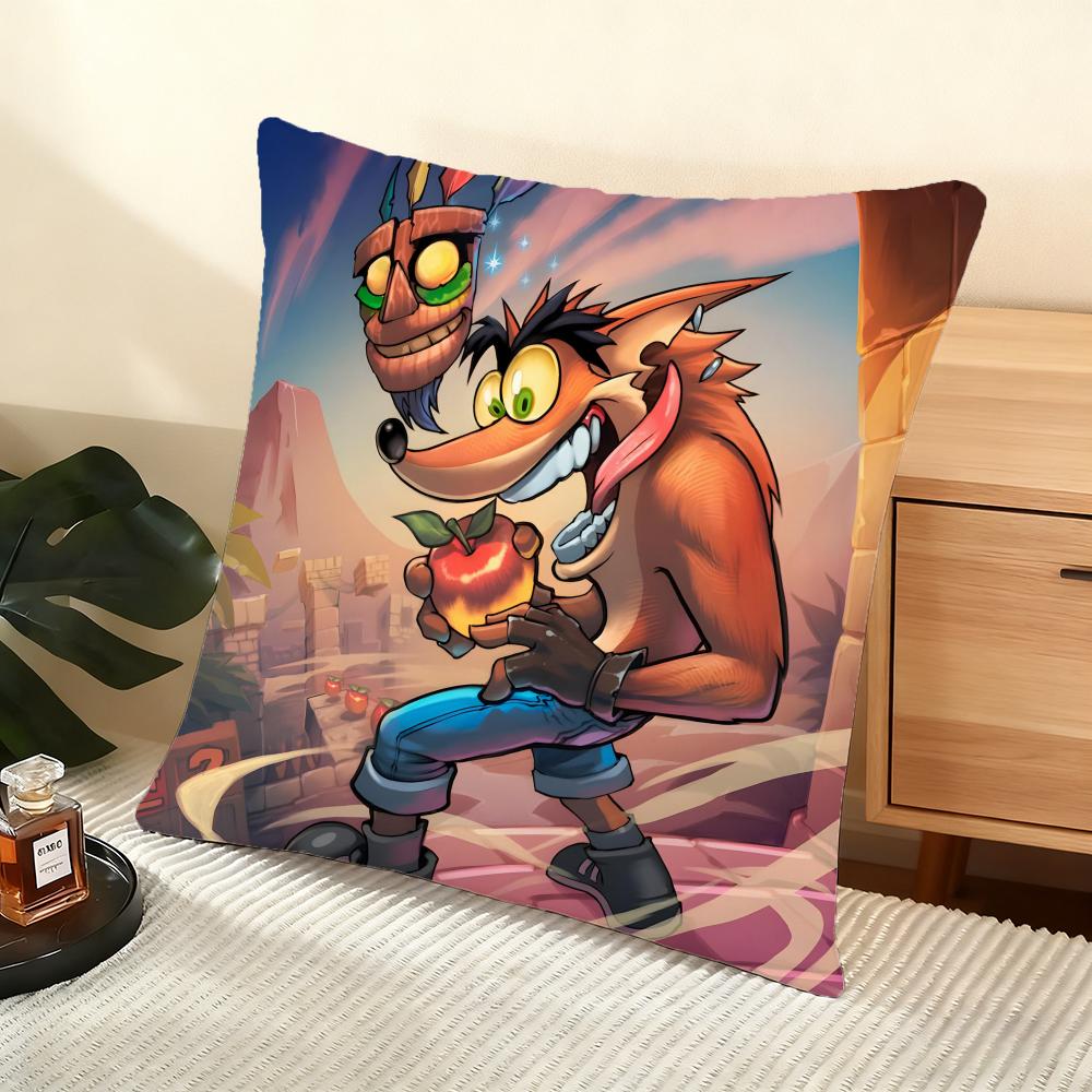 Crash Bandicoot Cushion Cover Soft Short Plush Pillow Cover Smooth Cozy Texture Aesthetic Cushion Case Home Decor