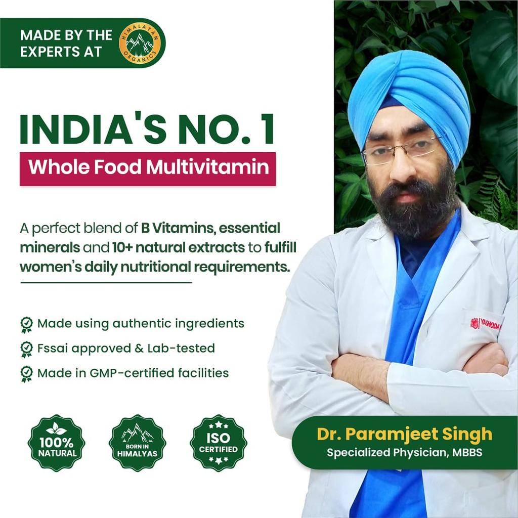 Vlado's Himalayan Organics Wholefood Multivitamin for Women 60 Veg Capsules Energy Immunity Bone Support