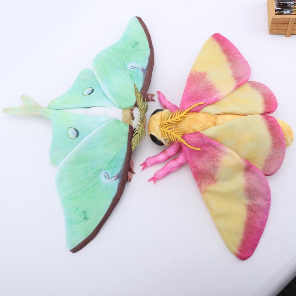 Morbidi Peluche di Falena Luna e Falena Acero Rosato, Peluche Realistico di Animale Imbottito per Bambini, Amanti degli Insetti, Regalo di Compleanno e Natale