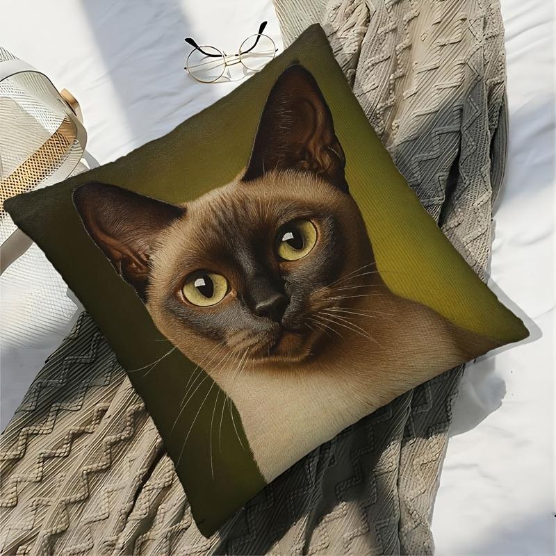 1Pc Burmese Cat Cushion Covers Chair Living Room Pillowcase Cozy Zipper Sofa Pillow Covers Animal Bedroom Indoor Home Decor