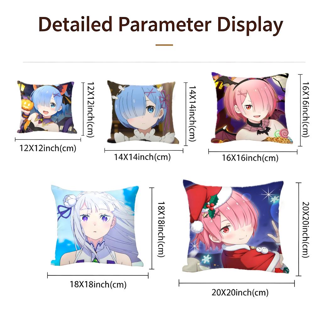 Rezero Starting Life In Another World Cushion Cover Cushion Cover Set 4Pcs 50X50 45X45 40X40 Pillowcase Decorative Sofa Home