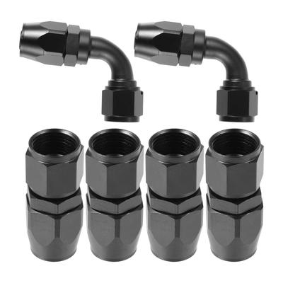 Swivel Hose End Fitting Adapter 4pcs AN10 Straight and 2pcs AN10 90 Degree for Braided Fuel Hose (Black)