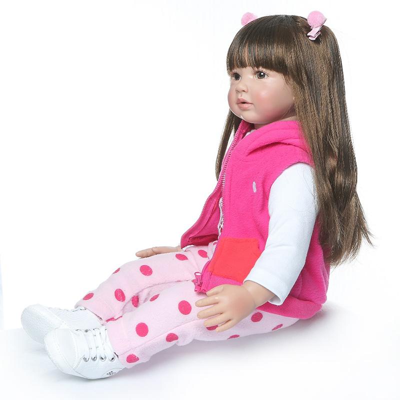 60CM Hohe Qualität Reborn Kleinkind Prinzessin Mädchen Puppe Mit Giraffe Entzückende Lebensechte Baby Bonecas Bebe Puppe Reborn Menina
