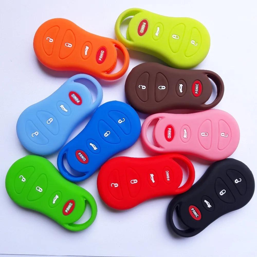 Car Key Cover Silicone Fob Remote Protection For Jeep Dodge Neon Stratus Chrysler Sebring Remote Car Silicone Cover 3+Panic