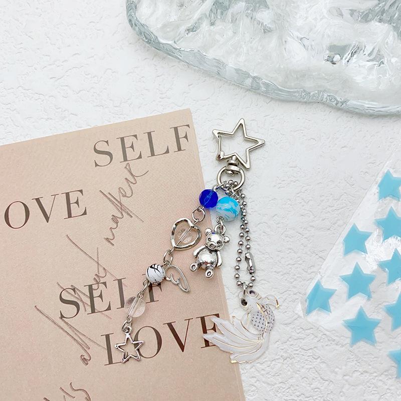 Backpack Charm Decorative Beaded Charm Koi Fish Key Chain Colorful Bear Charm For Phone Accessory Backpack Accessory Teen Girls