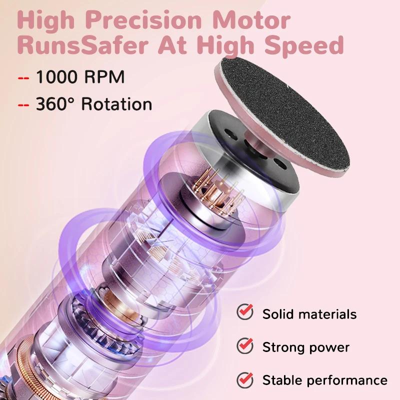 Electric Foot Callus Remover 2-in-1 - Rechargeable Wireless Powerful Nail File, Dead Skin Removal Pedicure Tool