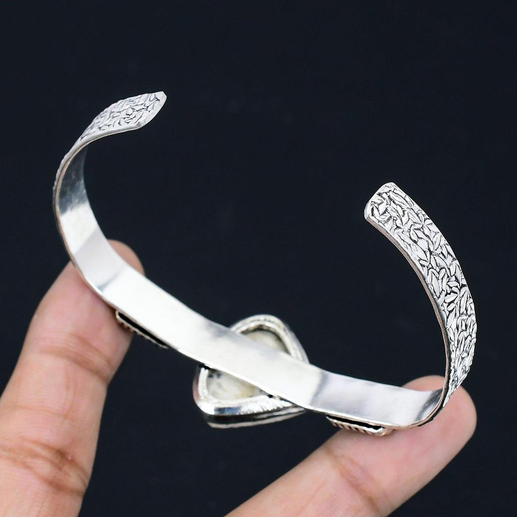 Daughters Day Deal Trillion Psilomelane Dendrite Stone Sterling Silver Bangle