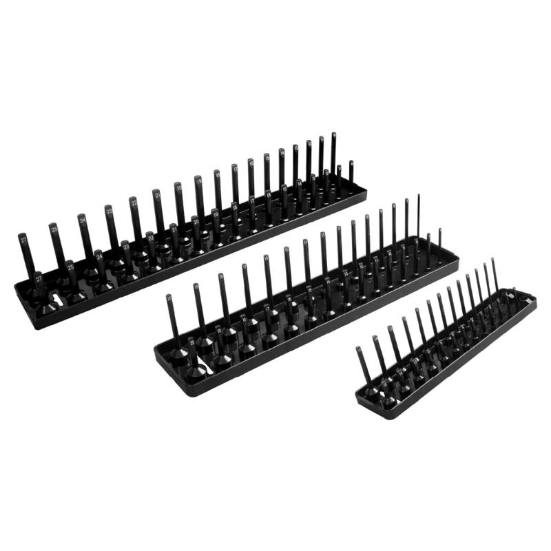 3 st Hylsbrickor för 1/2" 3/8" 1/4" Fäste Hylshållare Hem Ärm Förvaringsställ Verktygslåda Garagshylla Verktyg