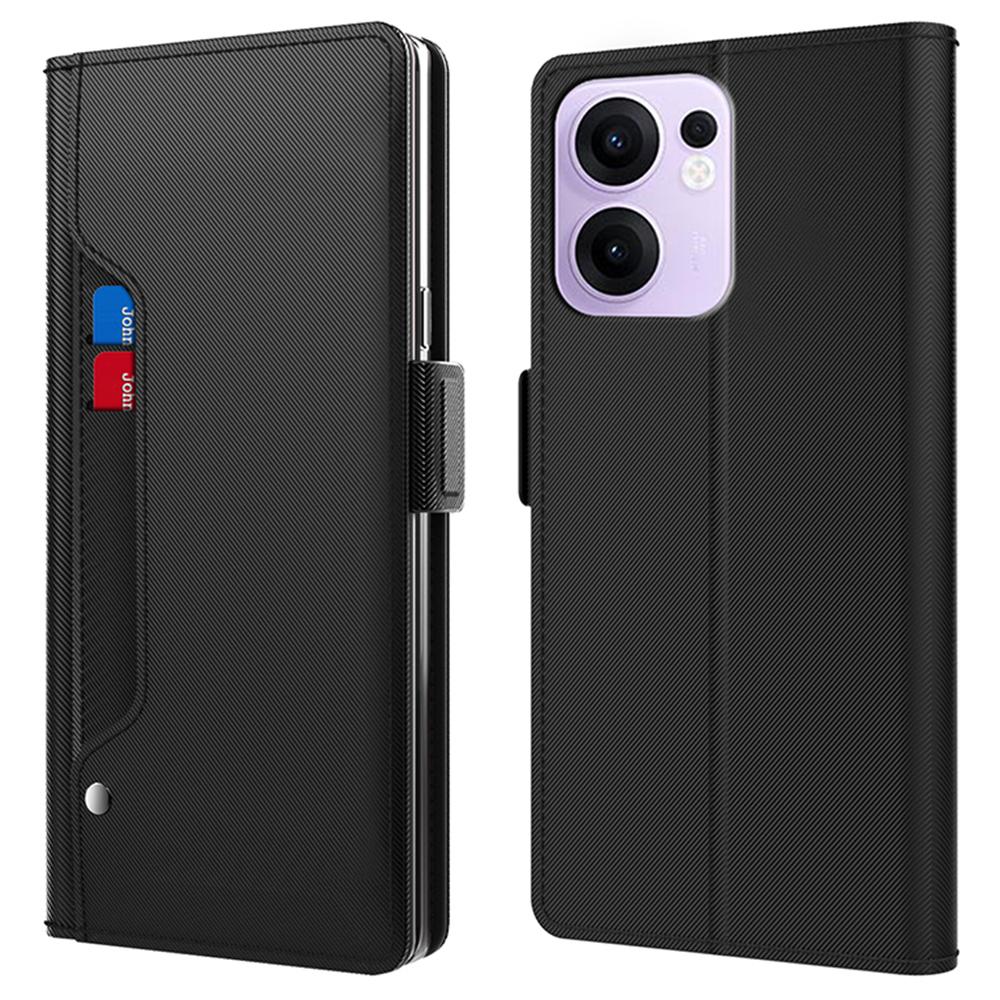 For Oppo Reno13 F 5G Case Stand PU Leather Phone Cover Card Holder Mirror