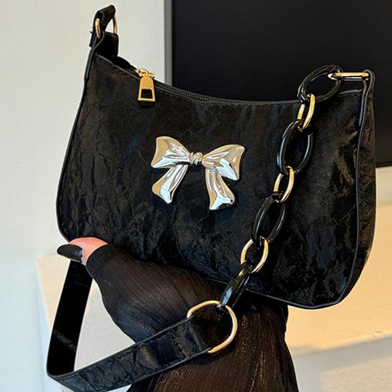 

Милая и свежая сумка-бант для женщин Стильная сумка-мессенджер под мышкой Цепочка на плечо чёрный