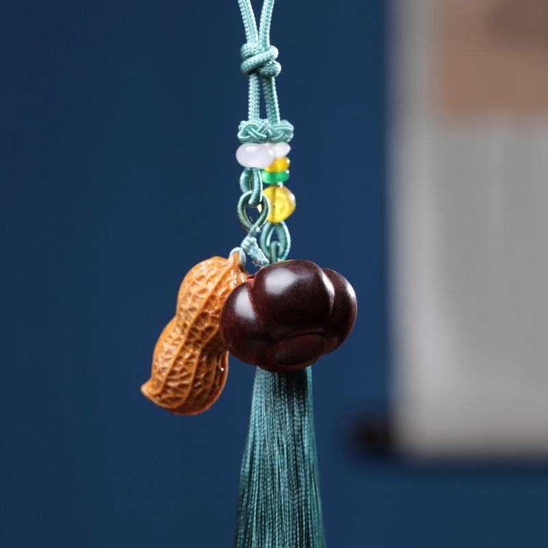Indonesian Rosewood Persimmon Tassel Ornament & Key Chain